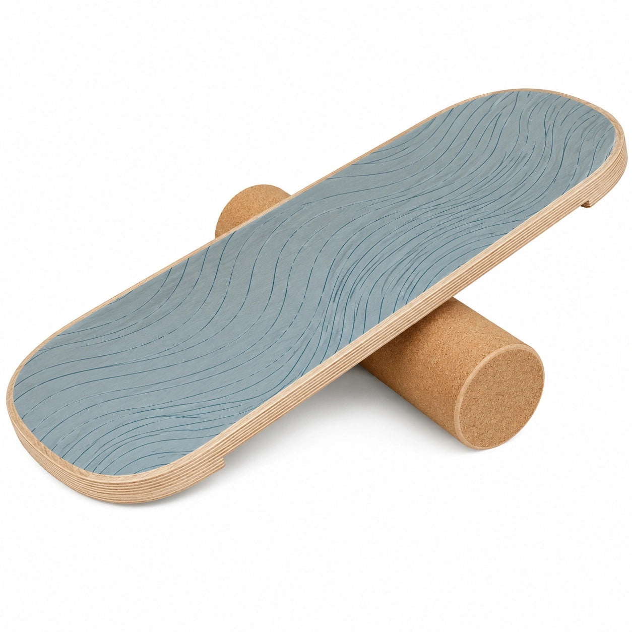 Balancebrett mit rutschfester Oberfläche und Korkrolle in Blau/Natur