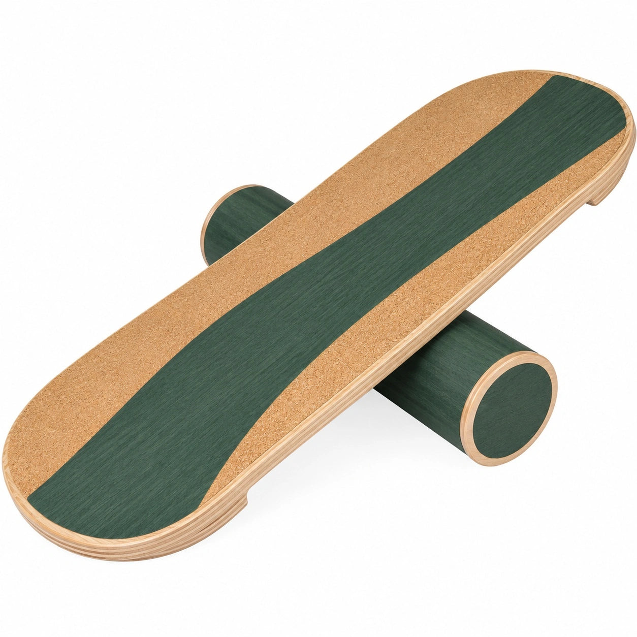 Balance Board Grün/Braun mit Kork