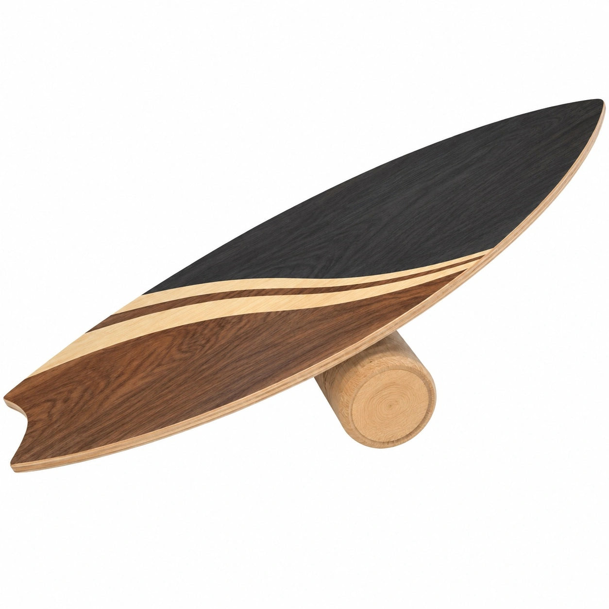 Multifunktionales Balanceboard aus Holz in Schwarz, Braun und Naturholz