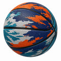 Basketball mit Pixel-Camouflage-Design in Blau, Orange, Weiß und Türkis für Outdoor