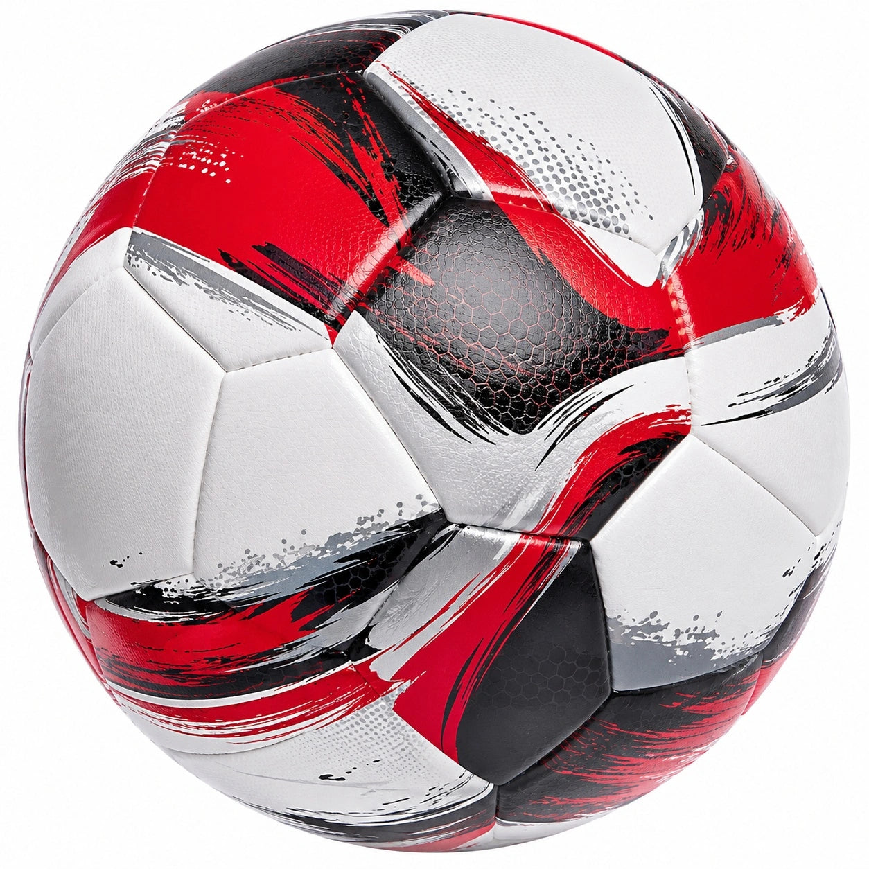 Hochwertiger Fußball Größe 5 für Training und Spiel - Rot/Schwarz/Weiß
