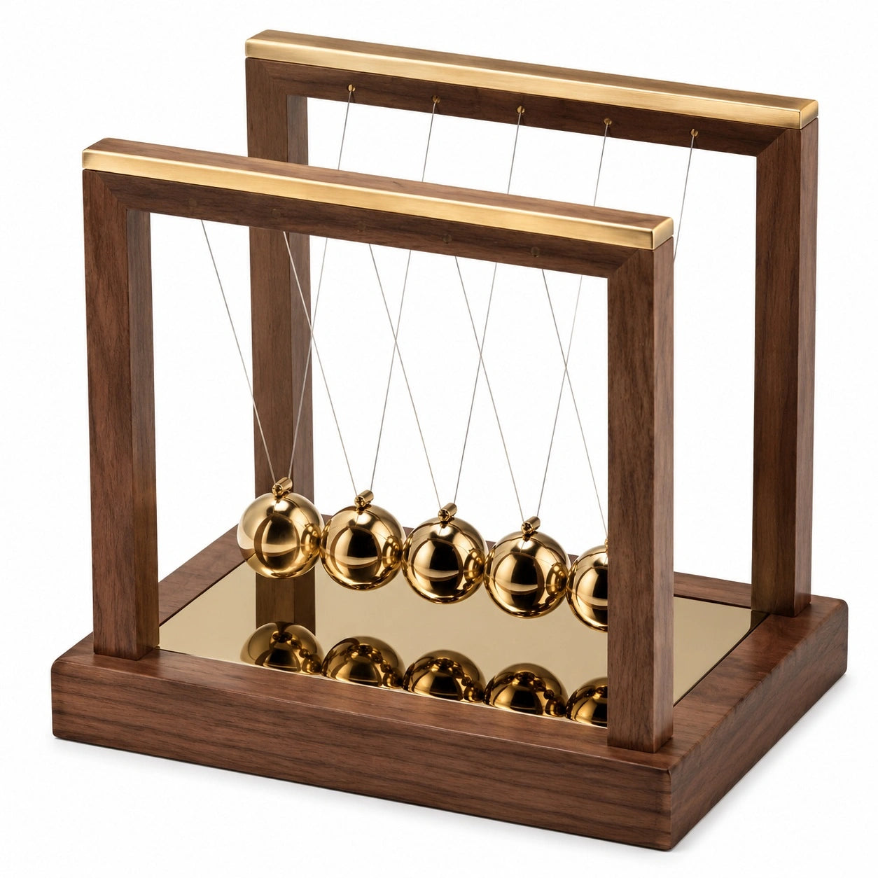Newtonsches Pendel Schreibtischspielzeug Gold Walnuss
