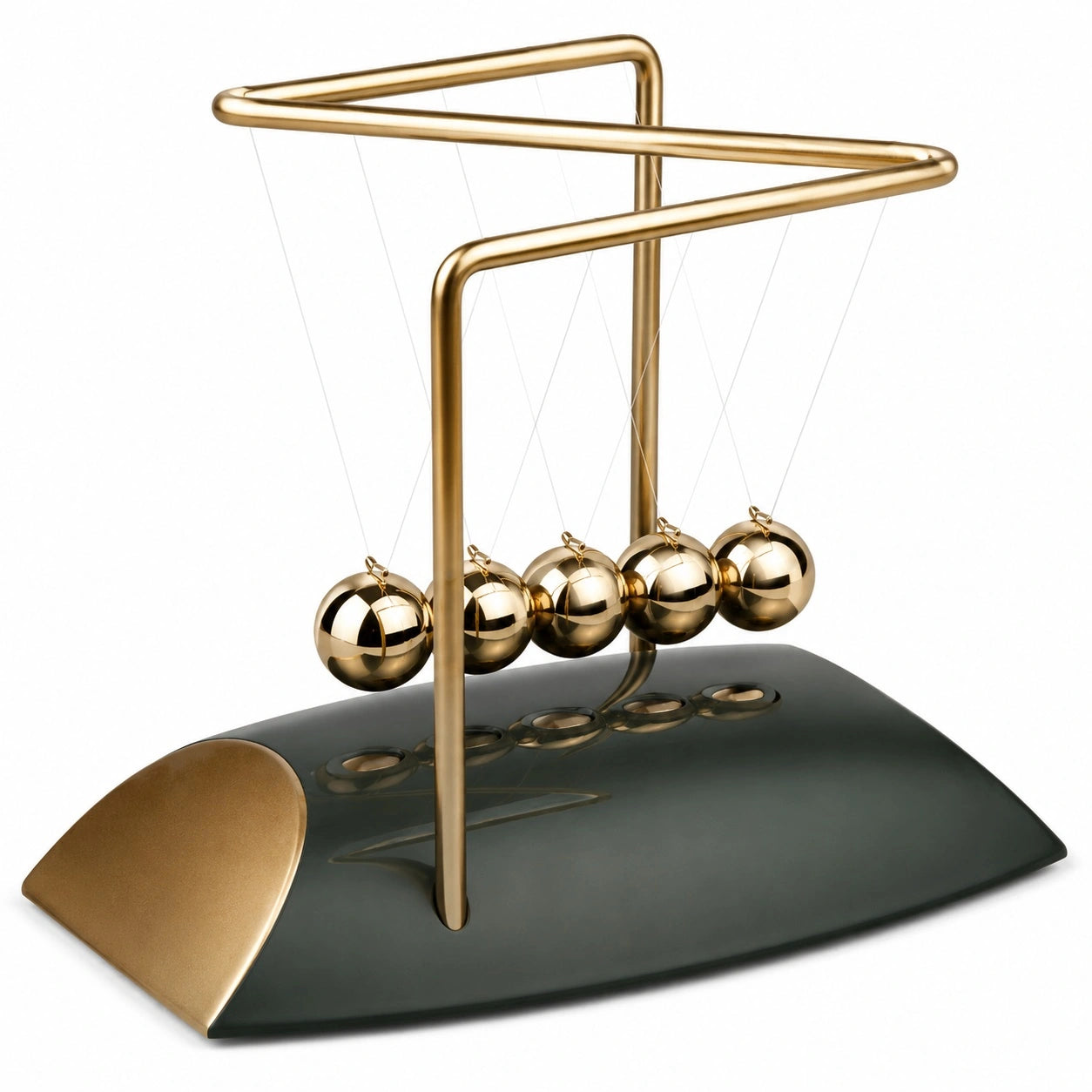 Goldenes Newton Pendel mit fünf Kugeln, Tischdekoration