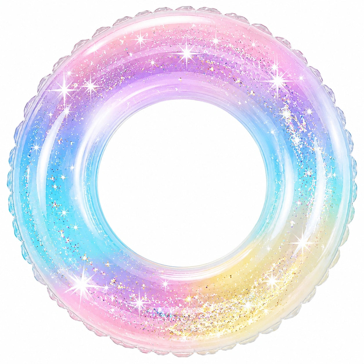 Aufblasbarer Schwimmring in Glitzerndem Regenbogen-Design